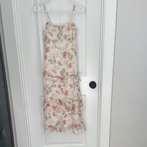 Floral Maxi Dress in Cream and Pink